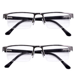 Hrinkar Rectangle Half Rim Portable Reading Glasses For Men And Women (Grey Frame, Near Vision) |