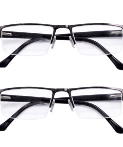 Hrinkar Rectangle Half Rim Portable Reading Glasses For Men And Women (Grey Frame, Near Vision) |