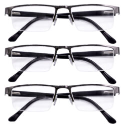 Hrinkar Rectangle Half Rim Portable Reading Glasses For Men And Women (Grey Frame, Near Vision) |