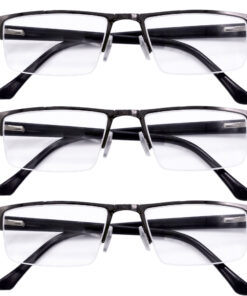 Hrinkar Rectangle Half Rim Portable Reading Glasses For Men And Women (Grey Frame, Near Vision) |