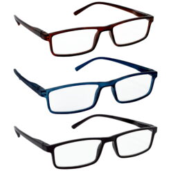 HRINKAR Unisex Rectangle Reading Glasses Power Single Vision Full Frame TR90 Lightweight Readers for Men Women Book Reading Computer Mobile Office Use Durable Comfortable Eyewear (Pack of 3) |