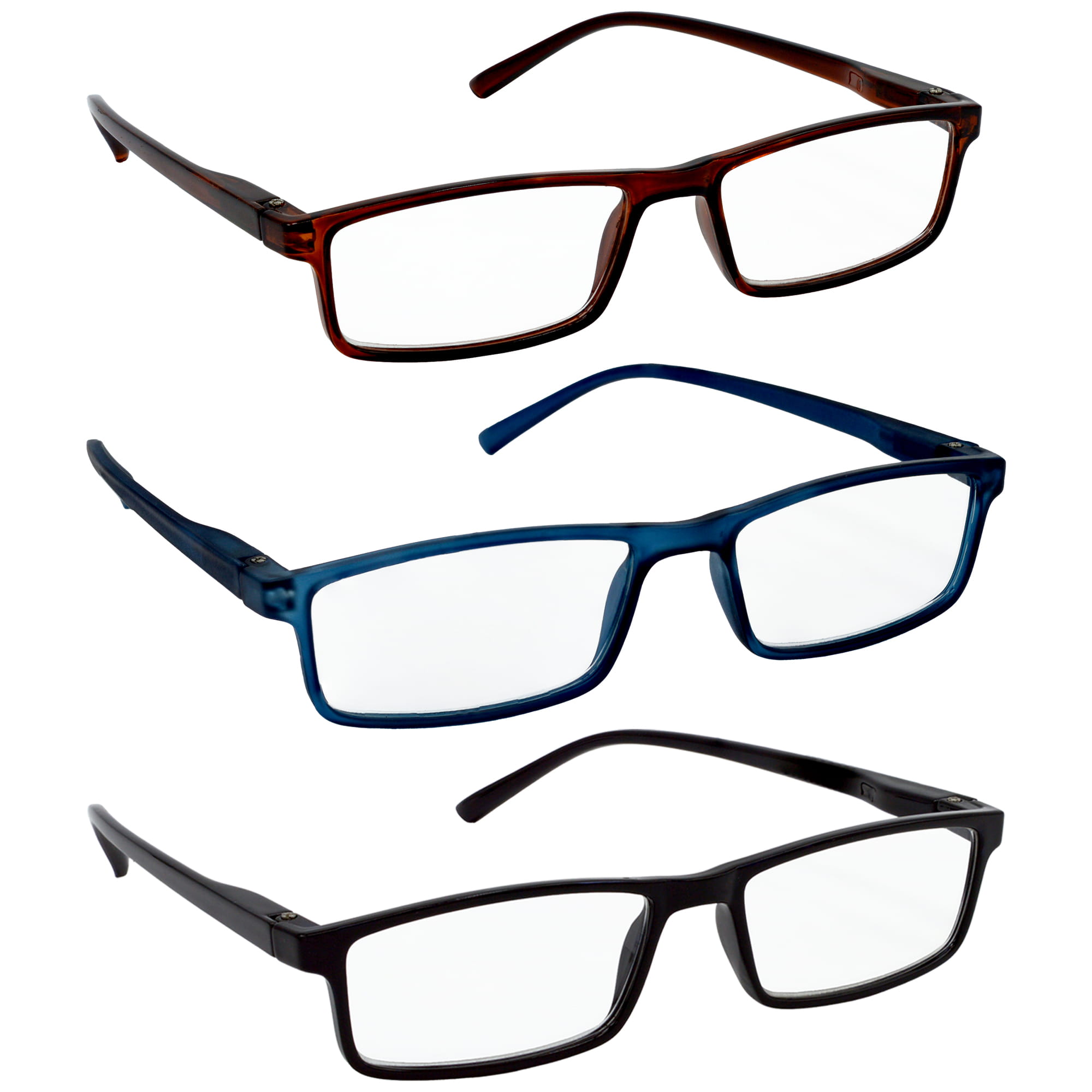 HRINKAR Unisex Rectangle Reading Glasses Power Single Vision Full Frame TR90 Lightweight Readers for Men Women Book Reading Computer Mobile Office Use Durable Comfortable Eyewear (Pack of 3) |