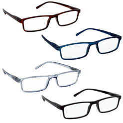 HRINKAR Unisex Rectangle Reading Glasses Power Single Vision Full Frame TR90 Lightweight Readers for Men Women Book Reading Computer Mobile Office Use Durable Comfortable Eyewear (Pack of 4) |