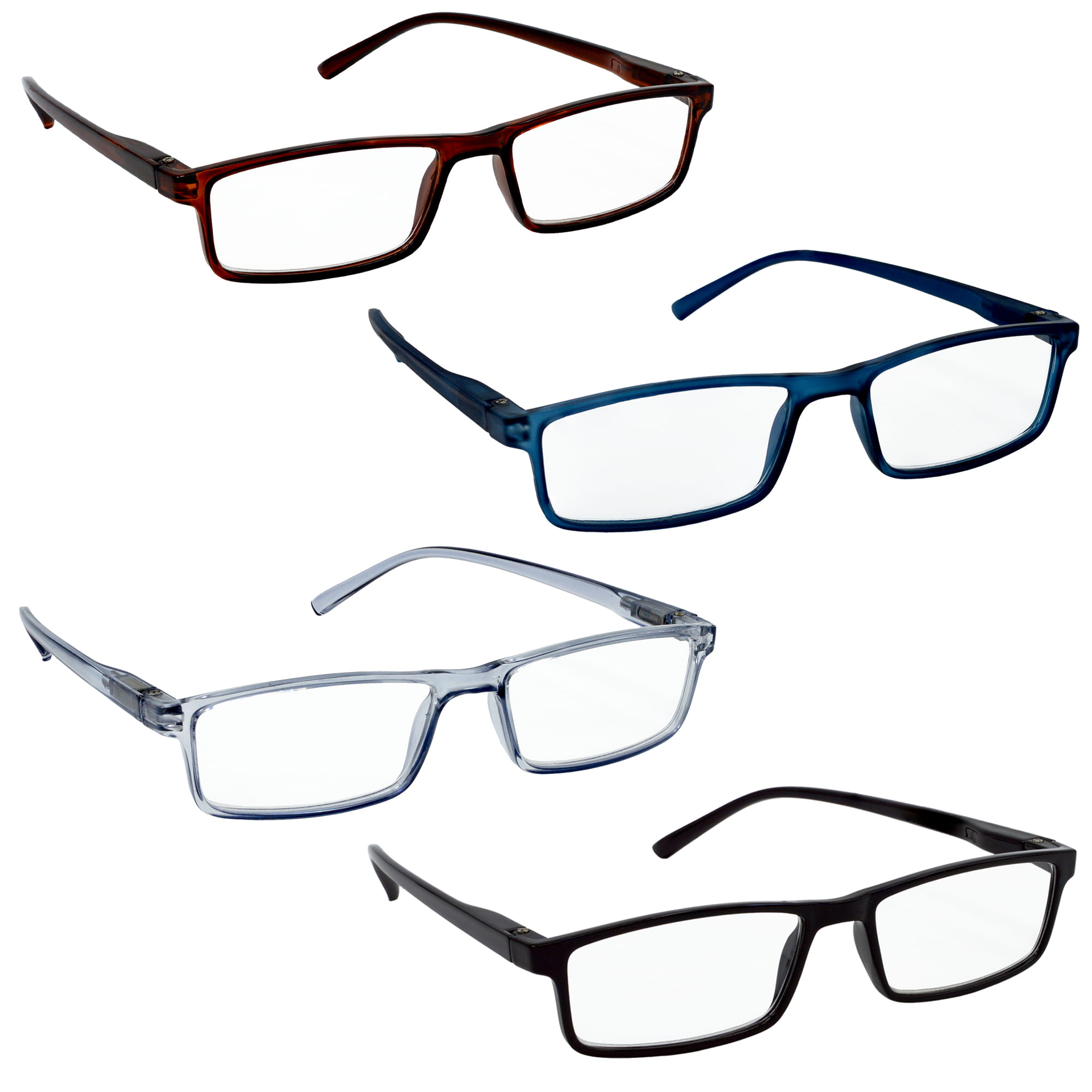HRINKAR Unisex Rectangle Reading Glasses Power Single Vision Full Frame TR90 Lightweight Readers for Men Women Book Reading Computer Mobile Office Use Durable Comfortable Eyewear (Pack of 4) |
