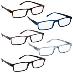HRINKAR Unisex Rectangle Reading Glasses Power Single Vision Full Frame TR90 Lightweight Readers for Men Women Book Reading Computer Mobile Office Use Durable Comfortable Eyewear (Pack of 5) |