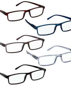 HRINKAR Unisex Rectangle Reading Glasses Power Single Vision Full Frame TR90 Lightweight Readers for Men Women Book Reading Computer Mobile Office Use Durable Comfortable Eyewear (Pack of 5) |