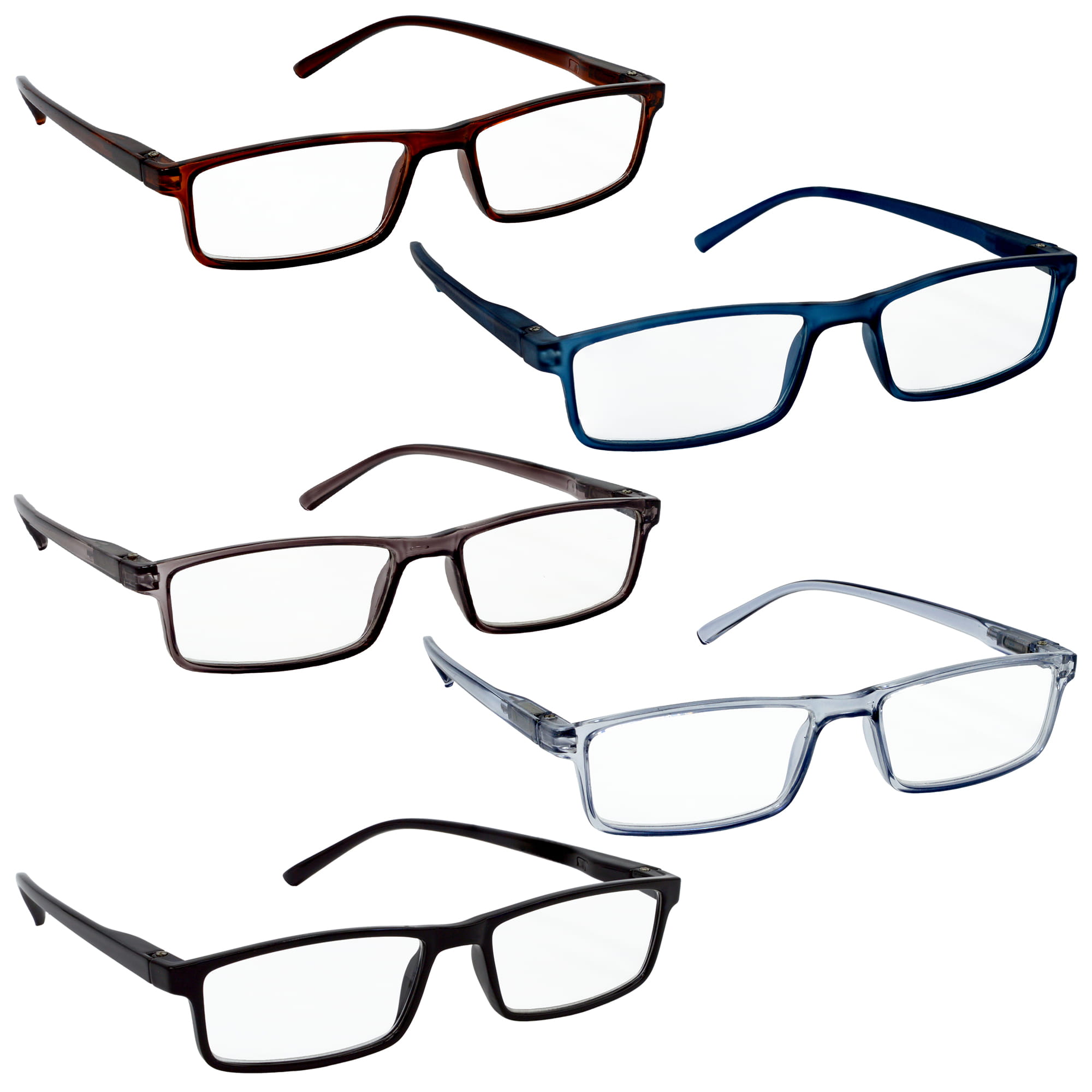 HRINKAR Unisex Rectangle Reading Glasses Power Single Vision Full Frame TR90 Lightweight Readers for Men Women Book Reading Computer Mobile Office Use Durable Comfortable Eyewear (Pack of 5) |