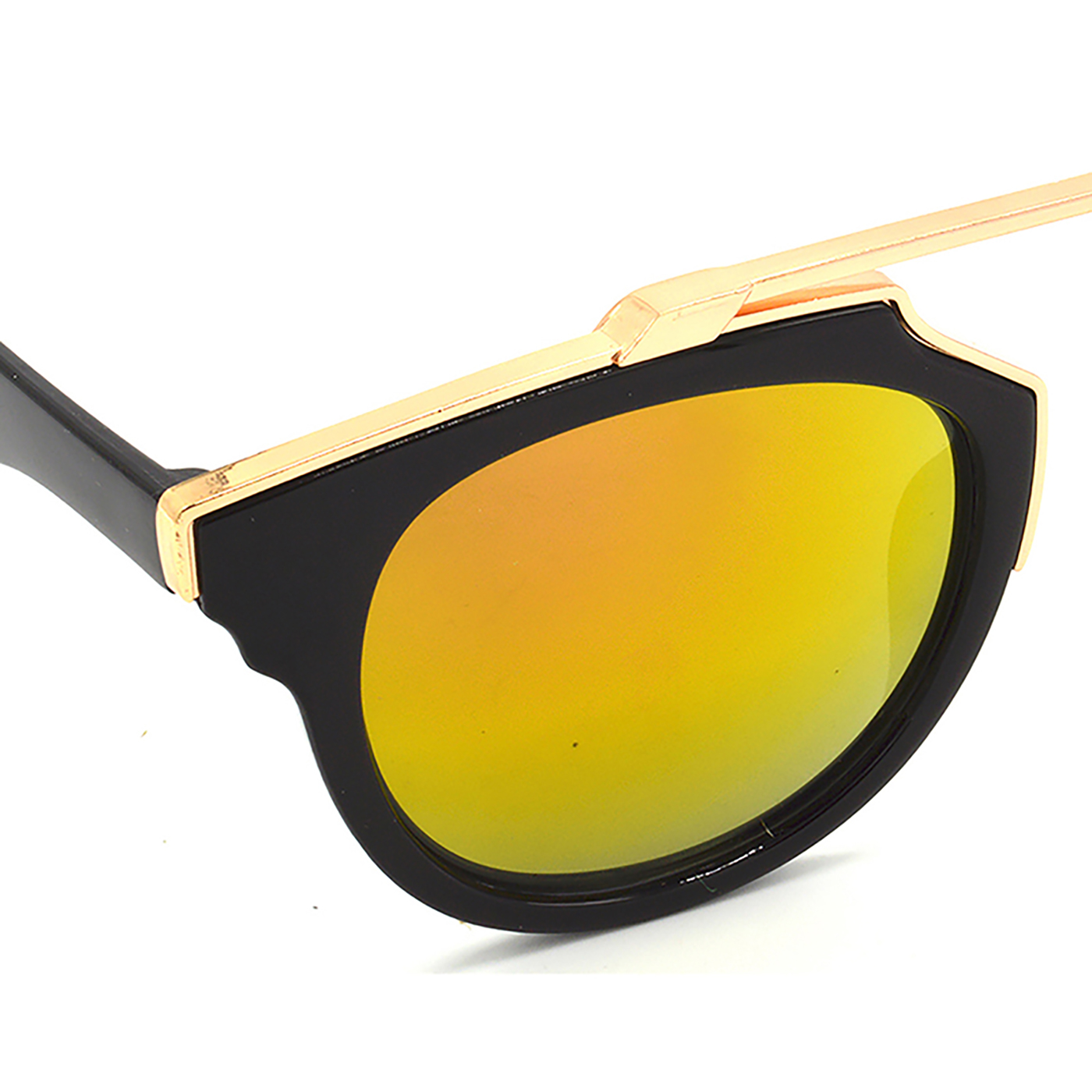 Hrinkar Mirrored & UV Protection Trendy Golden Wrap-around Sunglasses For Men & Women - HRS428-BK-GLD