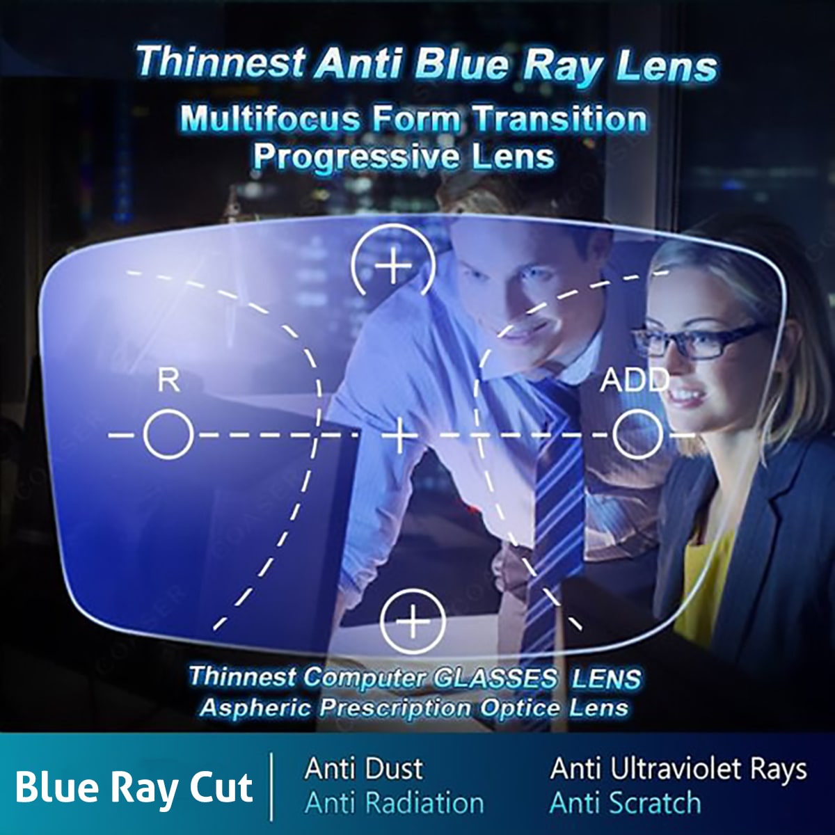 Hrinkar Progressive Reading Glasses +1.00 Black