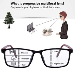 Hrinkar Progressive Reading Glasses +1.00 to +3.00 Blue Cut Anti Glare Black & Red