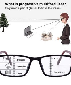Hrinkar Progressive Reading Glasses +1.00 to +3.00 Blue Cut Anti Glare Black & Red