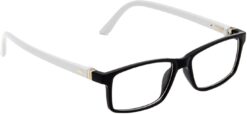 Hrinkar Rectangle White and Black chasma frame for Kids Boy & Girl | TR90 | White and Black | HFRM-BK-WT-17