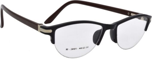Hrinkar Oval Black and Brown chasma frame for Women | TR90 | Black and Brown | HFRM3007-BK-BWN