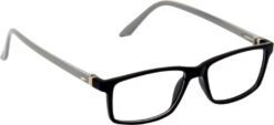 Hrinkar Rectangle Black and Grey chasma frame for Men & Women | TR90 | Black and Grey | HFRM-BK-GRY-11