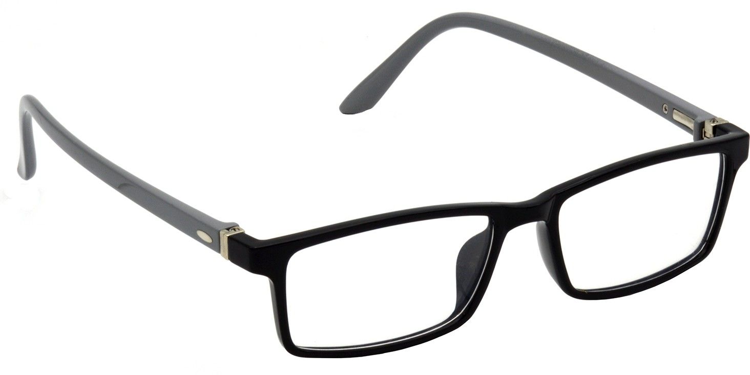 Hrinkar Rectangle Black and Grey chasma frame for Men & Women | TR90 | Black and Grey | HFRM-BK-GRY-15