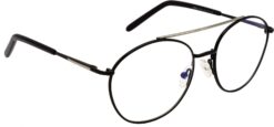 Hrinkar Round Black and Silver spectacle frames for Men & Women | Metal | Black and Silver | HFRM55102-BK-SLVR