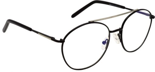 Hrinkar Round Black and Silver spectacle frames for Men & Women | Metal | Black and Silver | HFRM55102-BK-SLVR