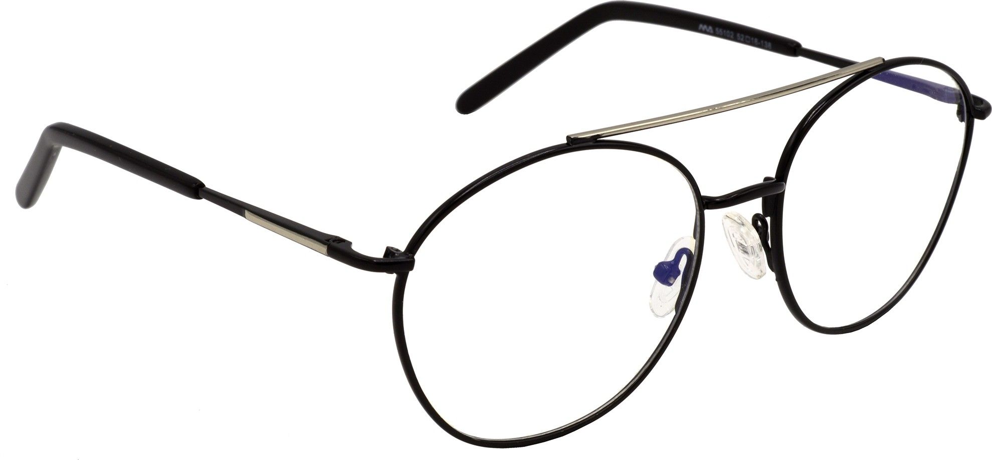 Hrinkar Round Black and Silver spectacle frames for Men & Women | Metal | Black and Silver | HFRM55102-BK-SLVR