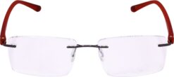 Hrinkar Rectangle Red and Grey Designer frames for Men & Women | Metal | Red and Grey | HFRM101-RD-GRY-GRY - Image 2