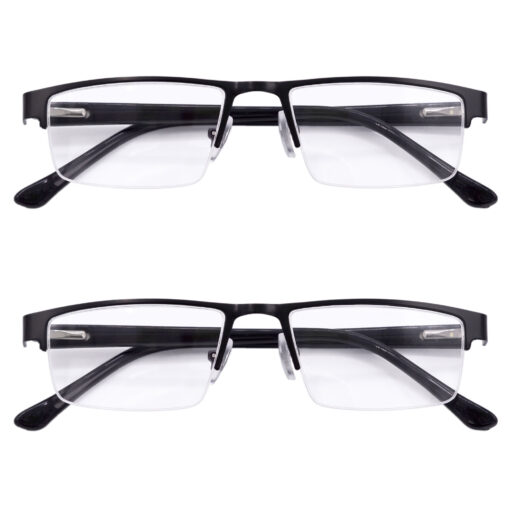Hrinkar Rectangle Half Rim Portable Reading Glasses For Men And Women (Black Frame, Near Vision) |