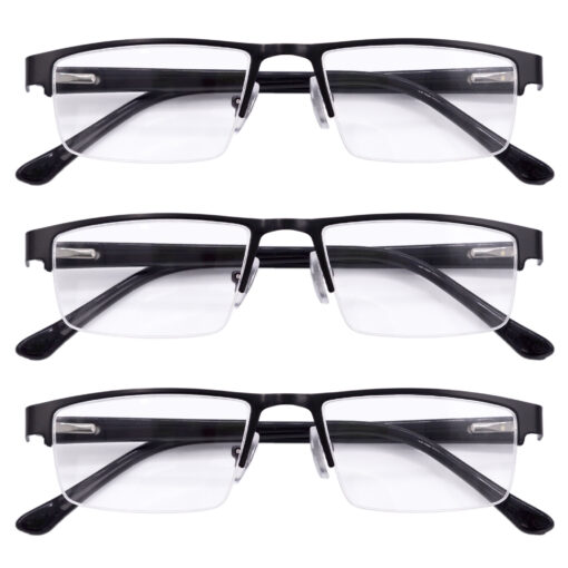 Hrinkar Rectangle Half Rim Portable Reading Glasses For Men And Women (Black Frame, Near Vision) |