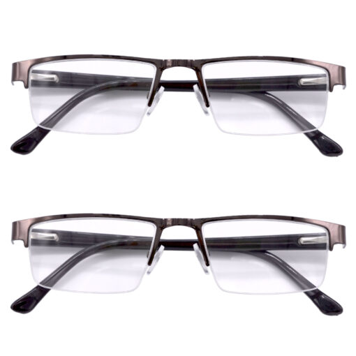 Hrinkar Rectangle Half Rim Portable Reading Glasses For Men And Women (Brown Frame, Near Vision) |