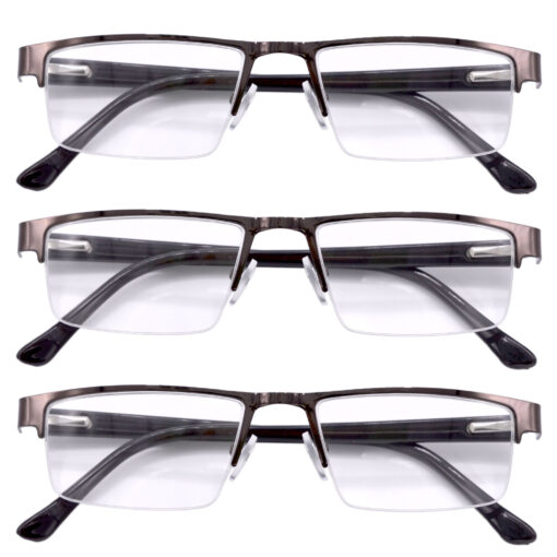 Hrinkar Rectangle Half Rim Portable Reading Glasses For Men And Women (Brown Frame, Near Vision) |