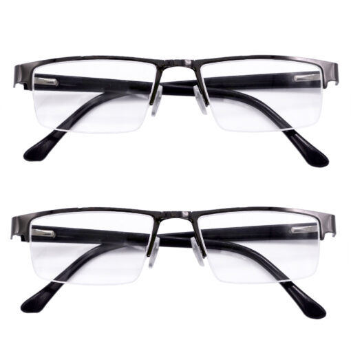 Hrinkar Rectangle Half Rim Portable Reading Glasses For Men And Women (Grey Frame, Near Vision) |