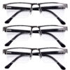 Hrinkar Rectangle Half Rim Portable Reading Glasses For Men And Women (Grey Frame, Near Vision) |