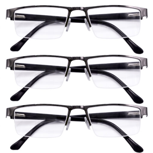 Hrinkar Rectangle Half Rim Portable Reading Glasses For Men And Women (Grey Frame, Near Vision) |