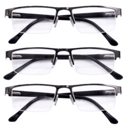 Hrinkar Rectangle Half Rim Portable +2.5 Reading Glasses For Men And Women (Multicolor Frame, +2.50, Near Vision) | HRD06-MX-3PC