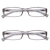 Hrinkar Rectangle Full Rim Portable +2.5 Reading Glasses For Men And Women (Grey Frame, +2.50, Near Vision) | HRD07-TGRY-2PC