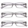 Hrinkar Rectangle Full Rim Portable Reading Glasses For Men And Women (Grey Frame, Near Vision) |