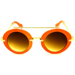 Alternative view of Hrinkar Gradient & UV Protection Trendy Brown Round Goggles For Men & Women - HRS315-ORNG
