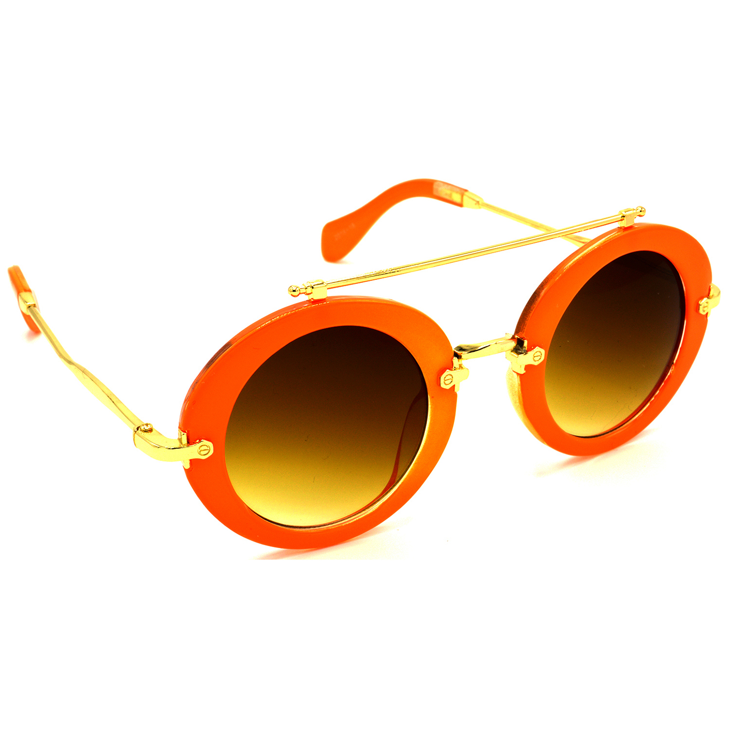 Hrinkar Gradient & UV Protection Trendy Brown Round Goggles For Men & Women - HRS315-ORNG