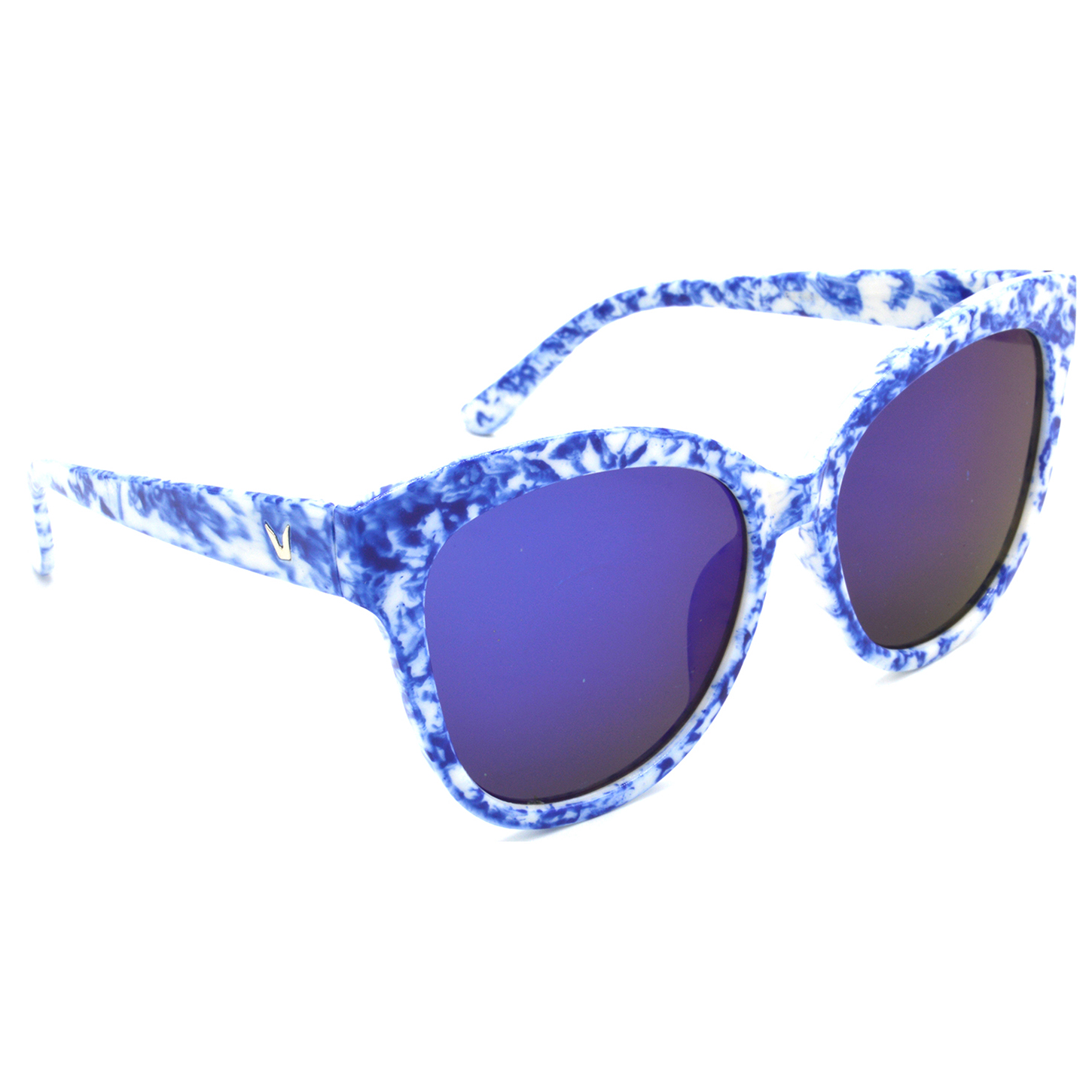 Hrinkar Mirrored & UV Protection Stylish Blue Round Shades For Women - HRS321-WT-BU-BU