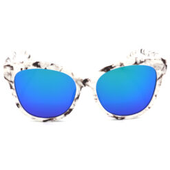 Alternative view of Hrinkar Mirrored & UV Protection Modish Blue Round Sunglasses For Women - HRS321-WT-BWN-BU