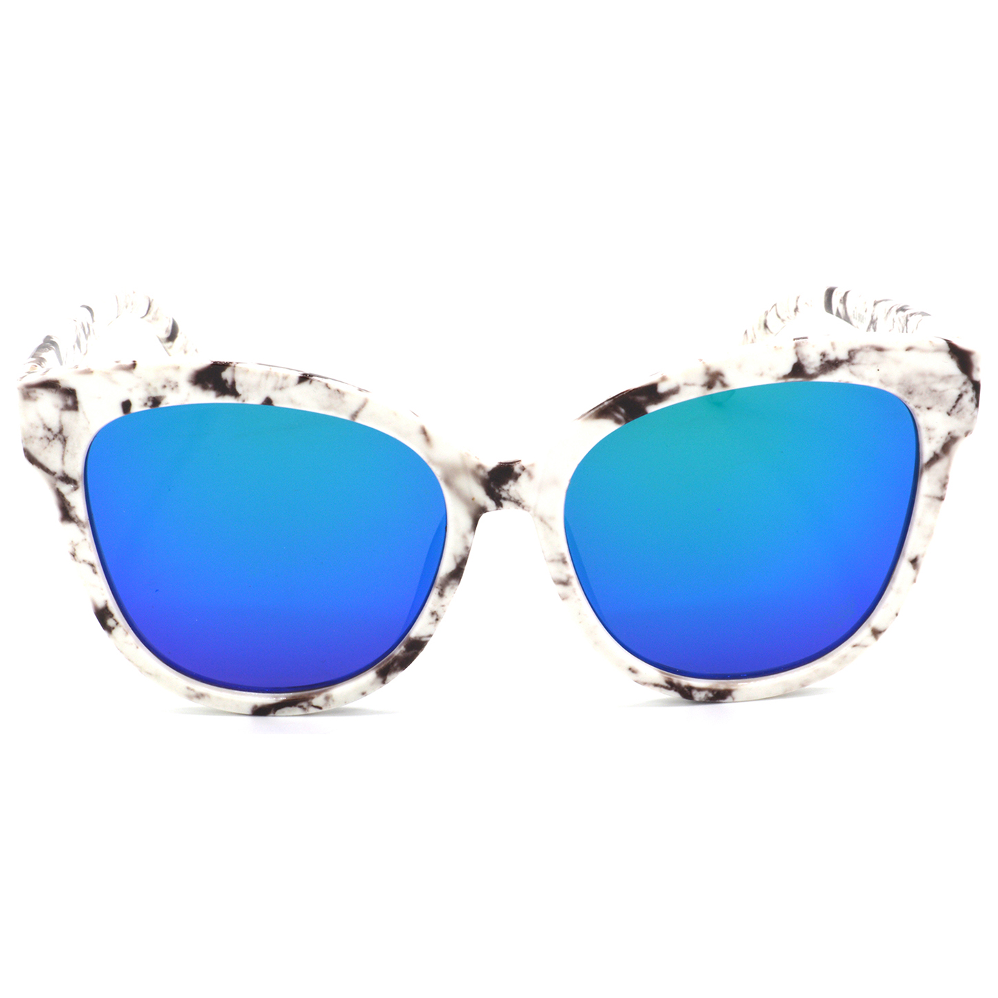 Hrinkar Mirrored & UV Protection Modish Blue Round Sunglasses For Women - HRS321-WT-BWN-BU - Image 2