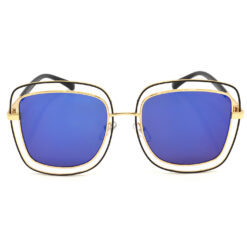 Alternative view of Hrinkar Mirrored & UV Protection Classy Multicolor Over-sized Shades For Women - HRS329-GLD-BLU