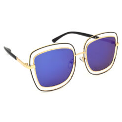 Hrinkar Mirrored & UV Protection Classy Multicolor Over-sized Shades For Women - HRS329-GLD-BLU