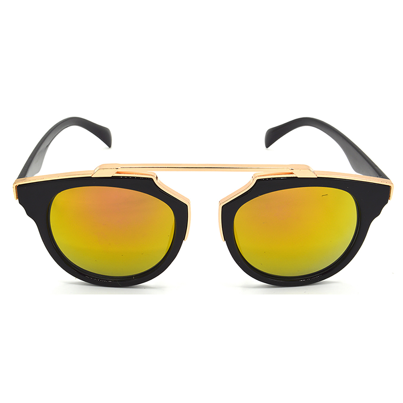 Hrinkar Mirrored & UV Protection Trendy Golden Wrap-around Sunglasses For Men & Women - HRS428-BK-GLD - Image 2
