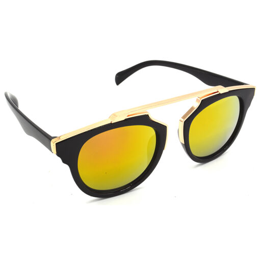 Hrinkar Mirrored & UV Protection Trendy Golden Wrap-around Sunglasses For Men & Women - HRS428-BK-GLD