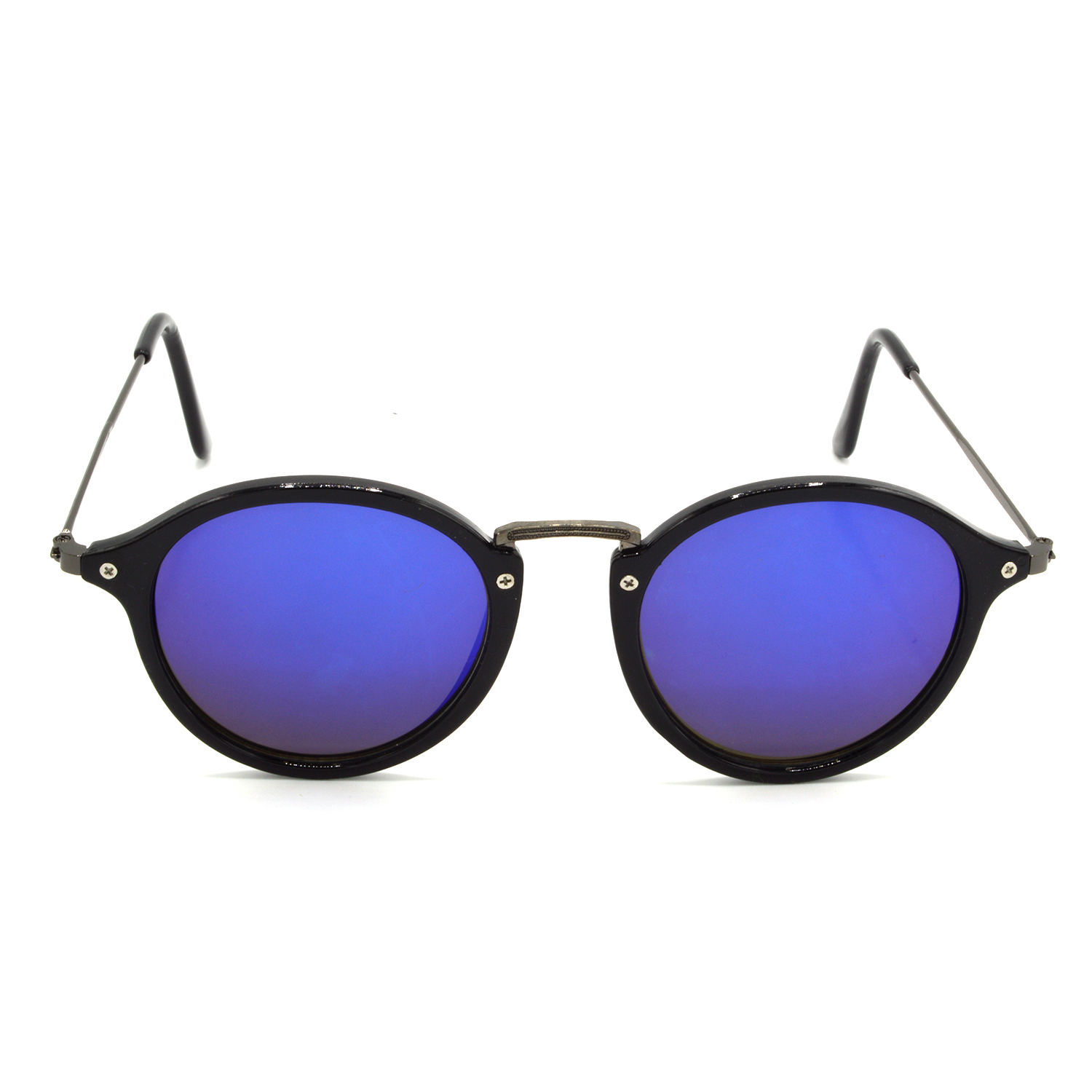 Hrinkar Mirrored & UV Protection Stylish Violet Round Shades For Men & Women - HRS429-BK-GRY-BU - Image 2