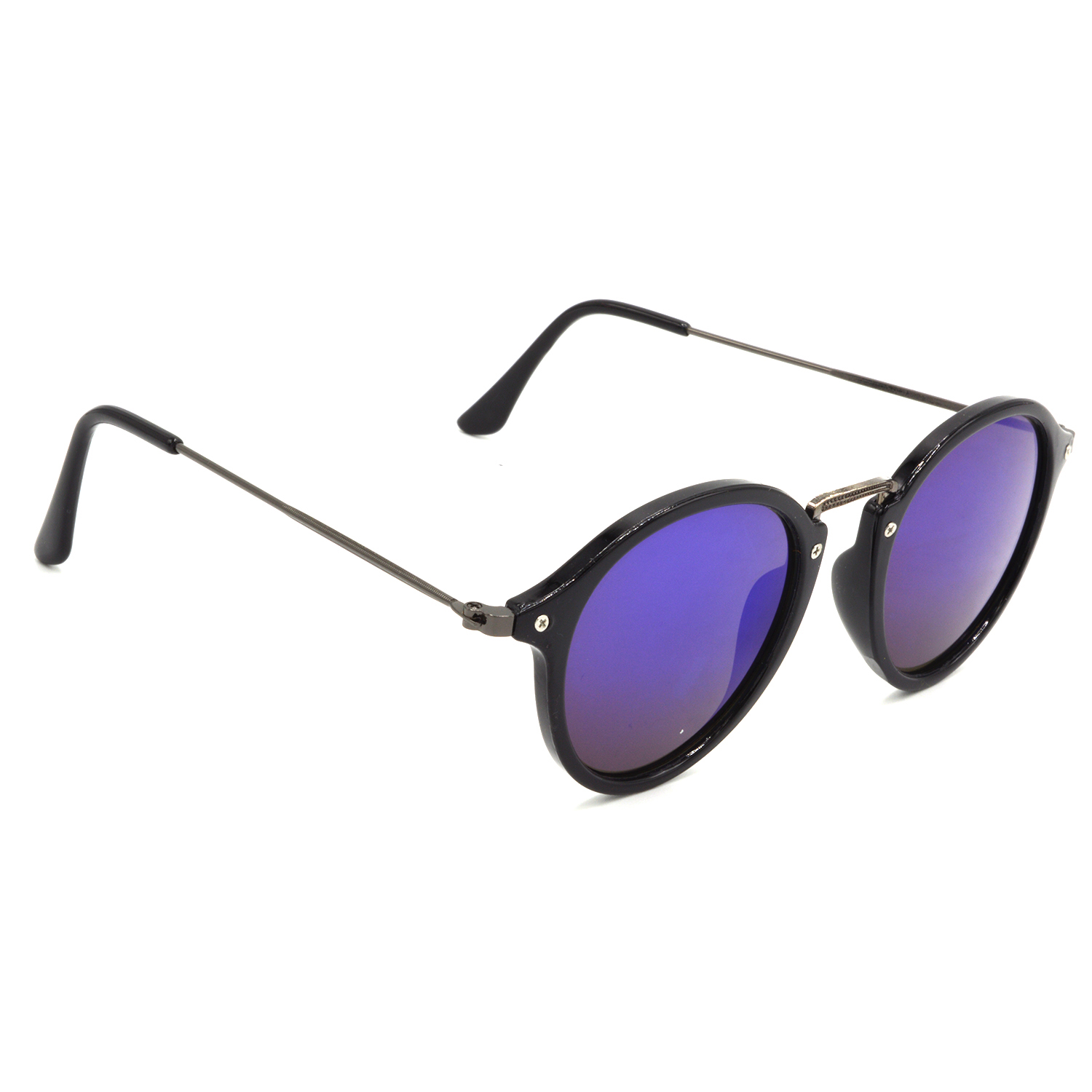 Hrinkar Mirrored & UV Protection Stylish Violet Round Shades For Men & Women - HRS429-BK-GRY-BU