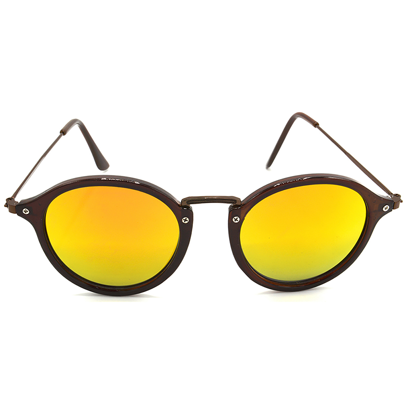 Hrinkar Mirrored & UV Protection Elegant Golden Round Goggles For Men & Women - HRS429-BWN-GLD - Image 2