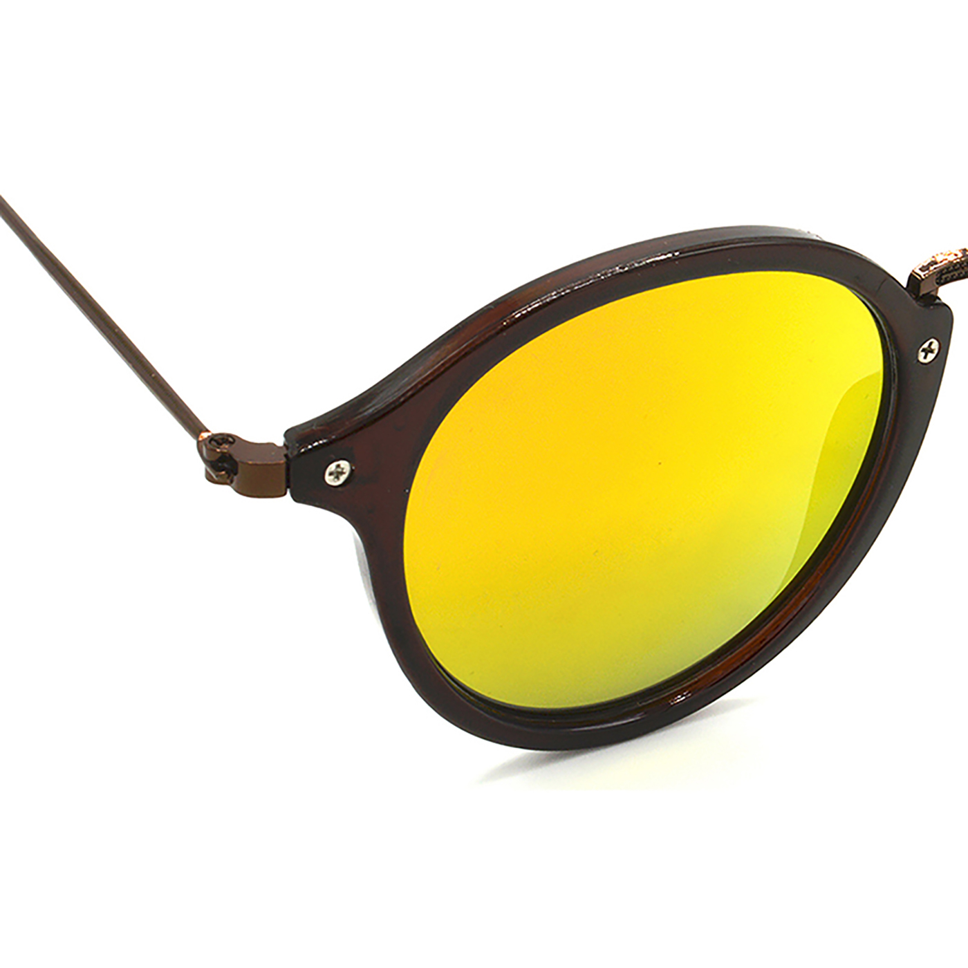 Hrinkar Mirrored & UV Protection Elegant Golden Round Goggles For Men & Women - HRS429-BWN-GLD - Image 4