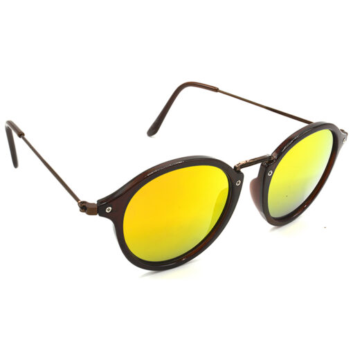 Hrinkar Mirrored & UV Protection Elegant Golden Round Goggles For Men & Women - HRS429-BWN-GLD