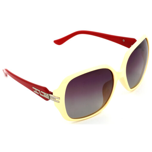 Hrinkar Polarized & UV Protection Stylish Pink Rectangular Sunglasses For Women - HRS437-CRMRD-GRY