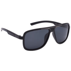 Hrinkar Polarized & UV Protection Elegant Black Rectangular Sunglasses For Men & Women - HRS508-BK-BK-P