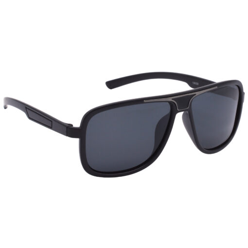 Hrinkar Polarized & UV Protection Elegant Black Rectangular Sunglasses For Men & Women - HRS508-BK-BK-P